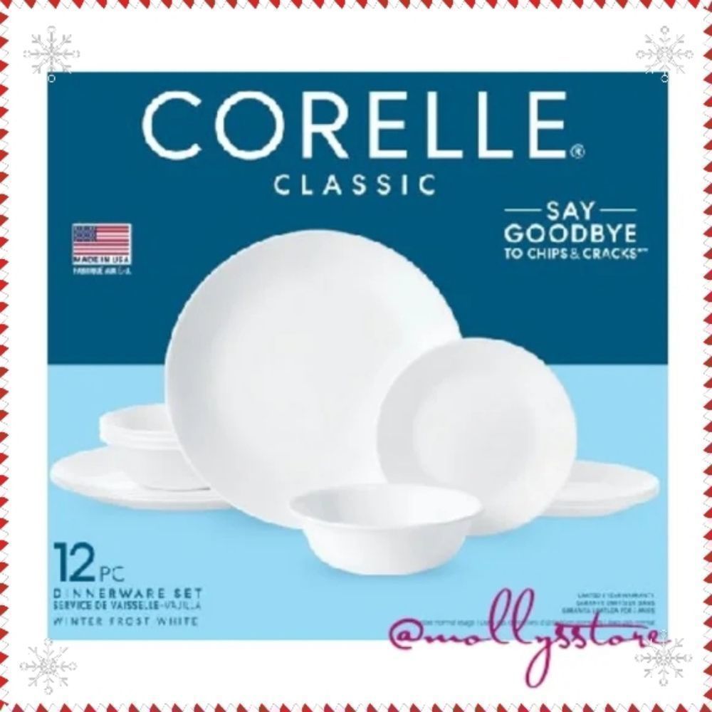 🛍️ 2 Sets of New Corelle Winter Frost White 12-Piece Dinnerware = 24 pieces